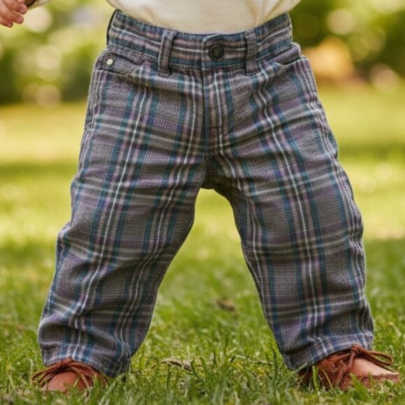 The Children's Place Plaid Lightweight 100% Cotton Pants 12 Months - Picture 1 of 12
